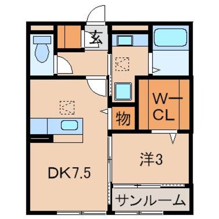 中松江駅 徒歩9分 1階の物件間取画像